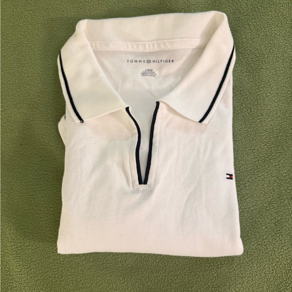 Tommy Hilfiger White Polo with Black Trim